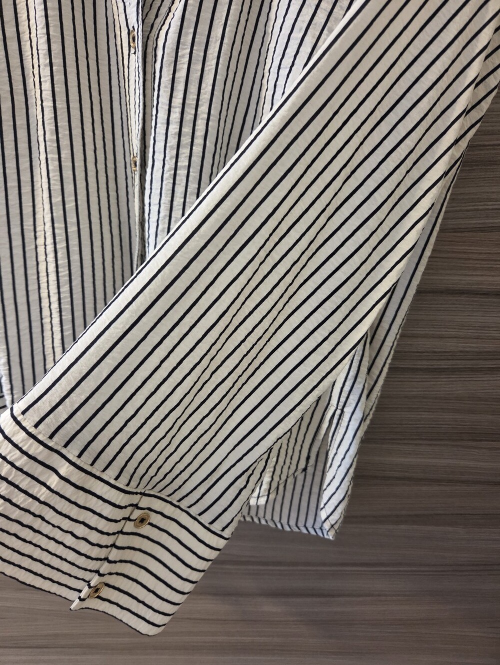 Michael Kors Striped Button Down Blouse Shirt White Black - Picture 3 of 6